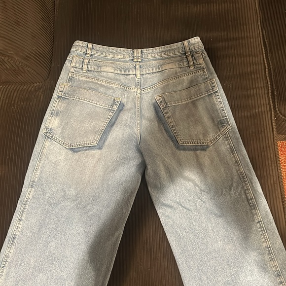 COPY - ZARA Asymmetrical Wide Leg Double Waistband Jeans Size 12 - Picture 4 of 10